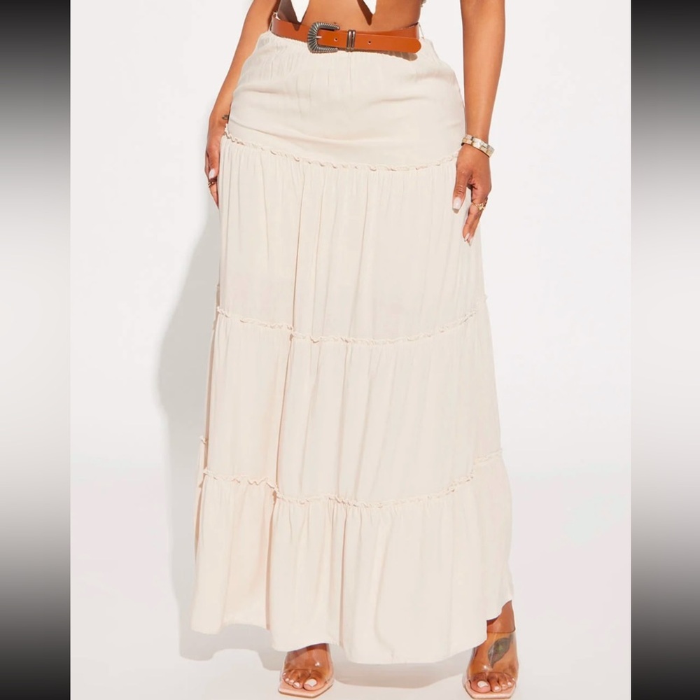 Elegant Cream Maxi Skirt